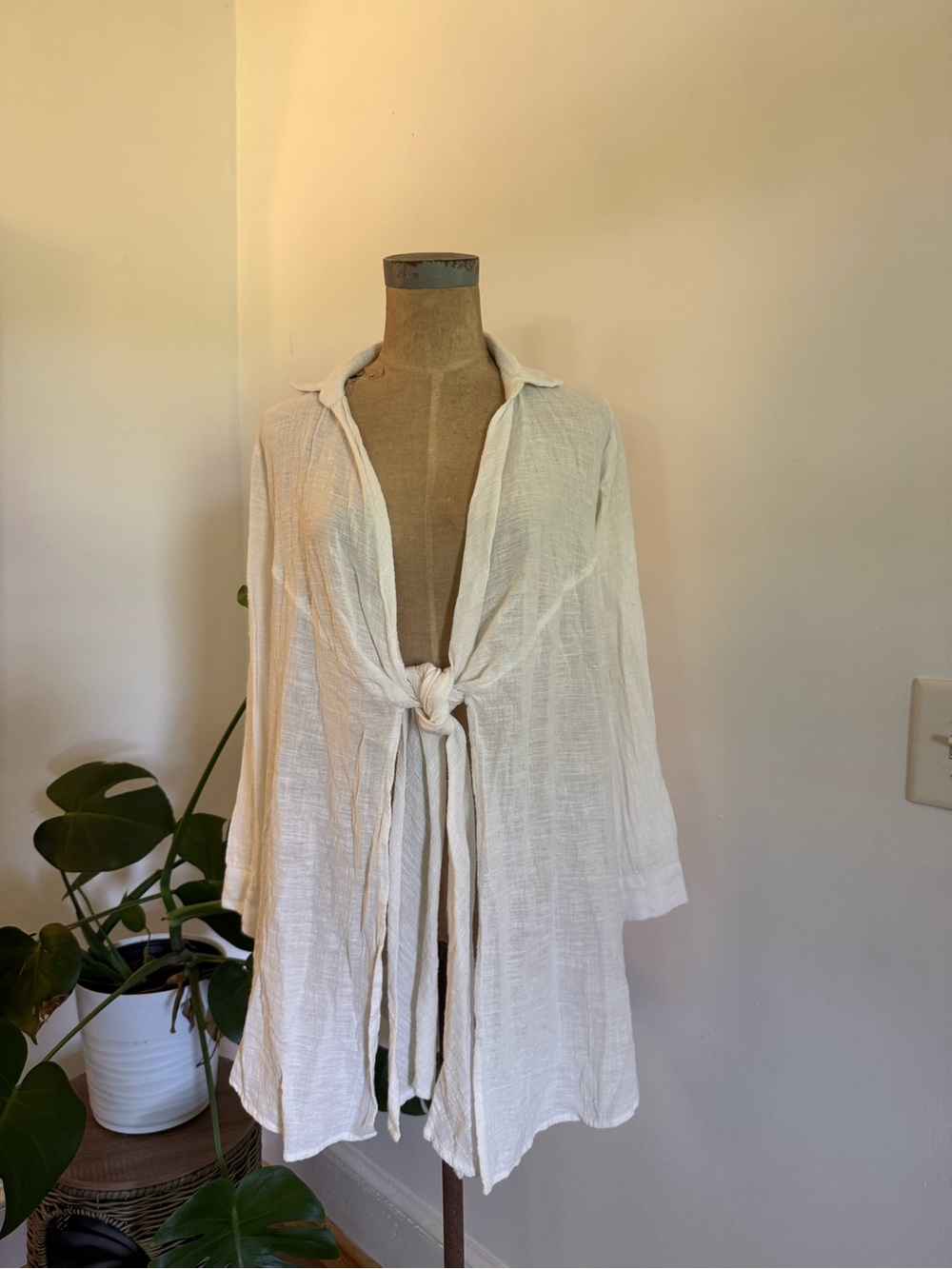 l*space White Tie-Front Gauze Tunic